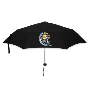 Fisch auf Fahrrad mit Sonnenbrille - Regenschirm (klein) - Schwarz - Vorne