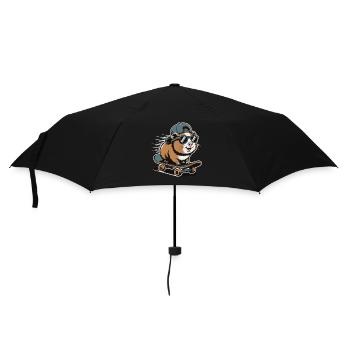 Hamster auf Skateboard - Regenschirm (klein) - Schwarz - Vorne