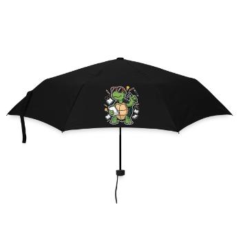 Lernende Schildkröte mit Stift - Regenschirm (klein) - Schwarz - Vorne