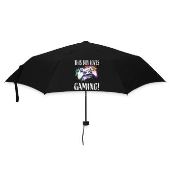 This Boy Loves Gaming - Regenschirm (klein) - Schwarz - Vorne