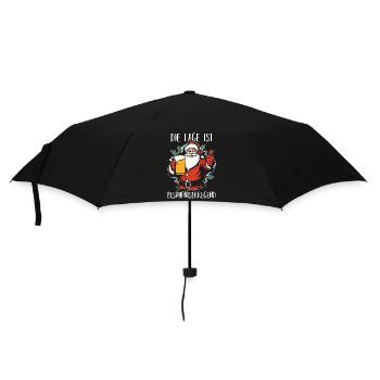 Weihnachtsmann Weihnachtszeit Bier Saufen Weihnach - Regenschirm (klein) - Schwarz - Vorne
