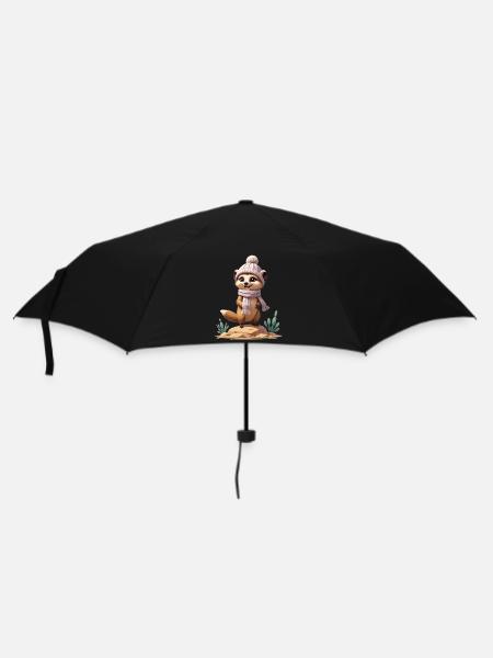 Erdmännchen auf Felsen mit Schal und Mütze - Regenschirm (klein) - Schwarz
