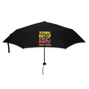 Warning May Flip Turnen Spruch Gymnastik Tie Dye - Regenschirm (klein) - Schwarz - Vorne