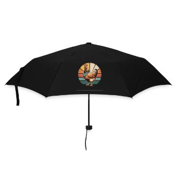 Chicken in the retro circle of the sun - Umbrella (small) - black - Front