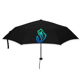 Angeln Fischer Kinder Jungen Herren Angler - Regenschirm (klein) - Schwarz - Vorne