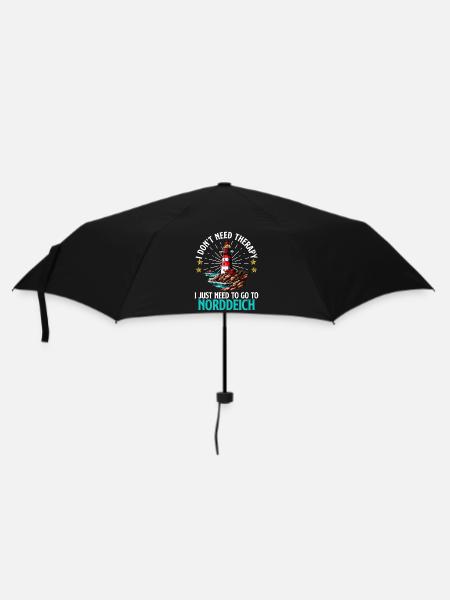 Nordsee BRAUCH KEINE THERAPIE MUSS NACH NORDDEICH - Regenschirm (klein) - Schwarz