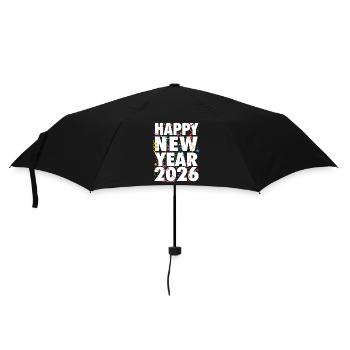 Frohes neues Jahr 2026 Countdown-Feier Festlich - Regenschirm (klein) - Schwarz - Vorne