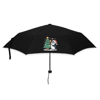 Penguin decorates Christmas tree - Umbrella (small) - black - Front
