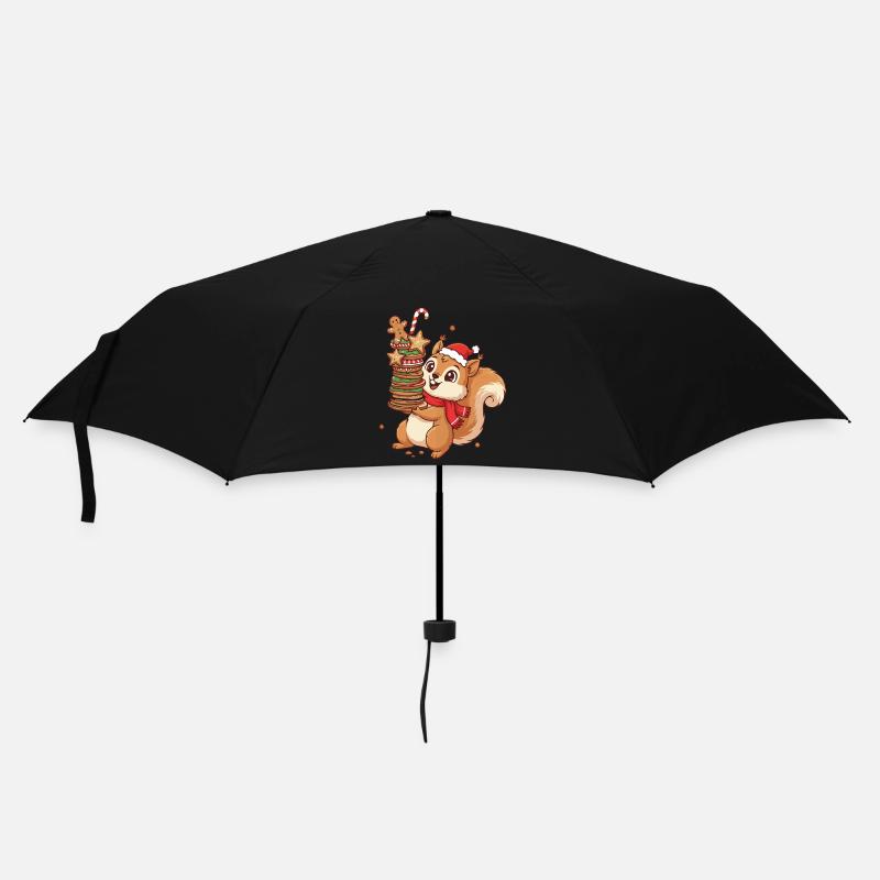 Weihnachts Eichhörnchen mit Keksen - Regenschirm (klein) - Schwarz