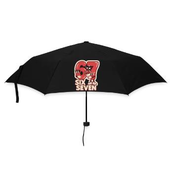 67 Six Seven meme Valentinstag Lustig Geschenk - Regenschirm (klein) - Schwarz - Vorne