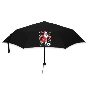 Le Père Noël frappe le ballon Football de Noël - Parapluie standard - noir - Devant