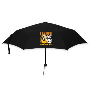 I Love Jesus and My Saxophone Saxophonist - Umbrella (small) - black - Front