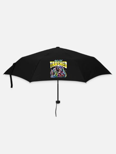 Funny Raccoon - Regenschirm (klein) - Schwarz