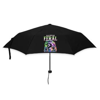 Funny Raccoon - Regenschirm (klein) - Schwarz - Vorne