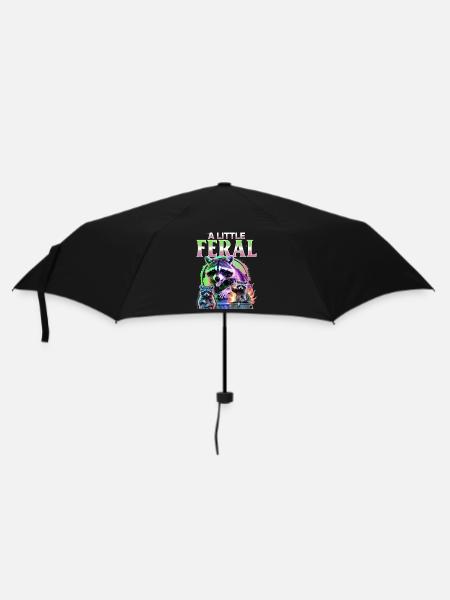 Funny Raccoon - Regenschirm (klein) - Schwarz