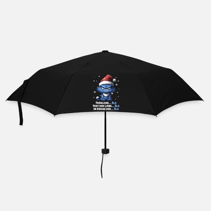 Ich hasse Weihnachten - Grummelige Blaue Katze - Regenschirm (klein) - Schwarz