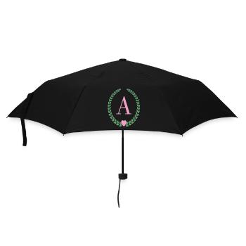 Buchstabe A-Monogramm - Regenschirm (klein) - Schwarz - Vorne