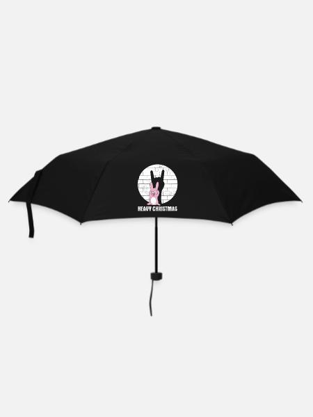 Heavy Christmas | Lustiger Metal Hase - Regenschirm (klein) - Schwarz