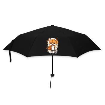 Basketball Fuchs Comic - Regenschirm (klein) - Schwarz - Vorne