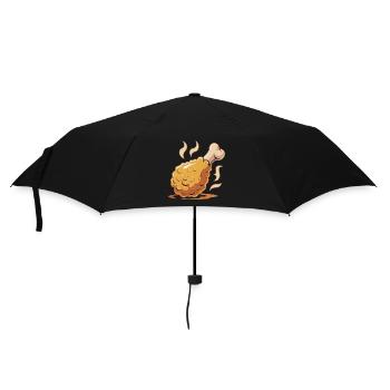 Knuspriges Hähnchenbein Cartoon - Regenschirm (klein) - Schwarz - Vorne