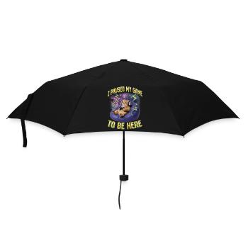 Funny Gaming Gamer Cat - Umbrella (small) - black - Front