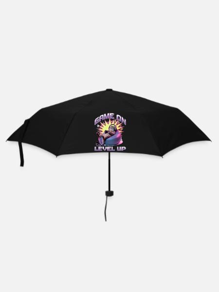 Funny Gaming Gamer Cat - Regenschirm (klein) - Schwarz