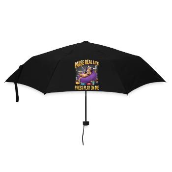 Funny Gaming Gamer Cat - Umbrella (small) - black - Front