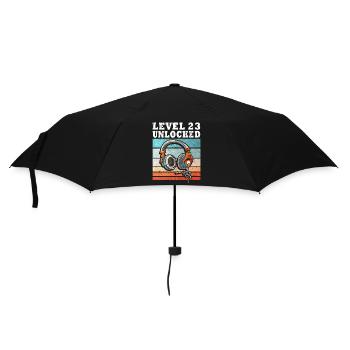 Level 23 Unlocked mit Kopfhörern - Regenschirm (klein) - Schwarz - Vorne