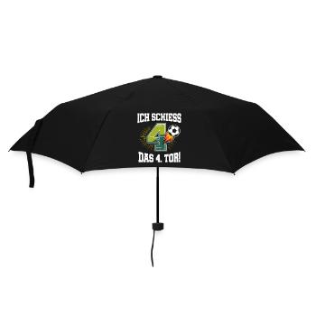 Ich Schiess 4. Tor Lustig 4. Geburtstag Fußball - Regenschirm (klein) - Schwarz - Vorne