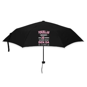 Mariage en porcelaine 20e anniversaire de mariage Anniversaire de mariage - Parapluie standard - noir - Devant