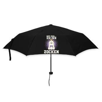 gamen - mir egal ich geh zocken - Regenschirm (klein) - Schwarz - Vorne