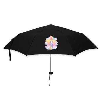 Pastel Bear Balloon Flight - Umbrella (small) - black - Front