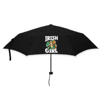Irish Girl mit Grünem Kleeblatt - Regenschirm (klein) - Schwarz - Vorne