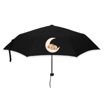 Mondkuschelhund im Schlaf - Regenschirm (klein) - Schwarz - Vorne