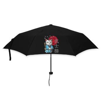 Katze Anime japanisch Samurai Kätzchen - Regenschirm (klein) - Schwarz - Vorne