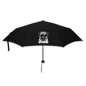 Mops - Regenschirm (klein) - Schwarz - Vorne