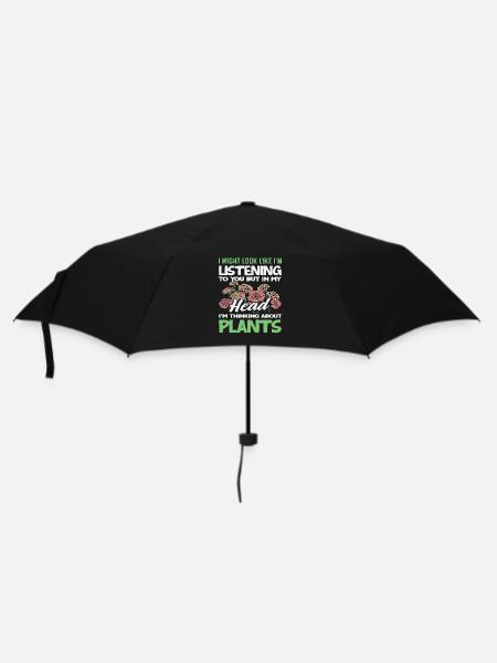 Ich Denke Über Pflanzen Nach Lustige Gärtnerin - Regenschirm (klein) - Schwarz
