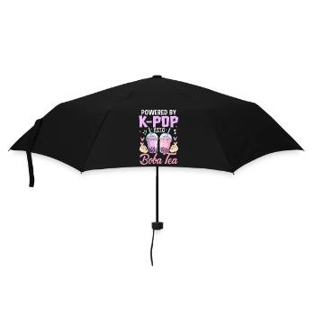 Powered By K Pop And Boba Tea - Regenschirm (klein) - Schwarz - Vorne