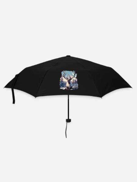 Rentiere Rentier - Regenschirm (klein) - Schwarz