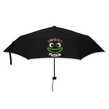 Karnevals Frosch | buntes Faschings Kostüm - Regenschirm (klein) - Schwarz - Vorne