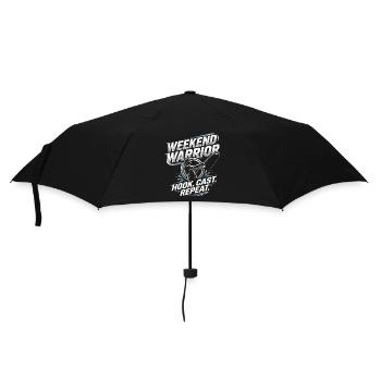Weekend Warrior Hook Cast Repeat Angler Spruch - Regenschirm (klein) - Schwarz - Vorne