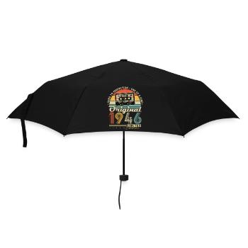 1946 Jahrgang 80. Geburtstag Geschenk Retro - Regenschirm (klein) - Schwarz - Vorne
