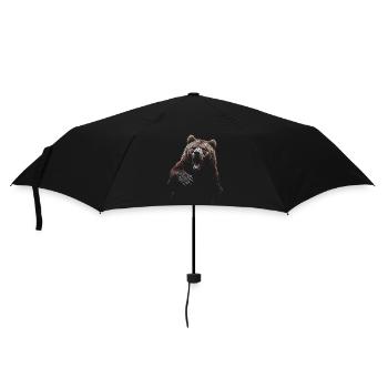 Grizzly Bear Hiking Camping Vintage Brown Bear - Umbrella (small) - black - Front