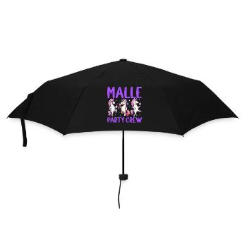 Malle Party Crew Einhorn Party Urlaub Malle - Regenschirm (klein) - Schwarz - Vorne