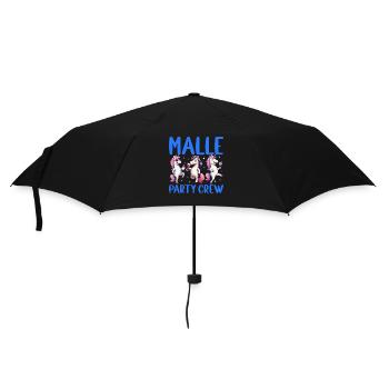 Malle Party Crew Einhorn Girls Urlaub - Regenschirm (klein) - Schwarz - Vorne
