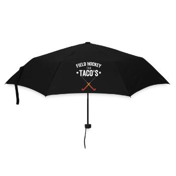 Feldhockey, dann Tacos - Regenschirm (klein) - Schwarz - Vorne