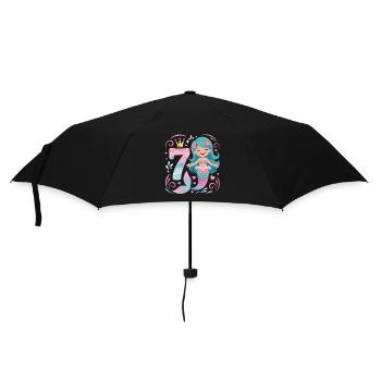 Mermaid 7th Birthday 7 Years - Umbrella (small) - black - Front