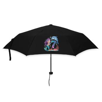 Mermaid 7th Birthday 7 Years - Umbrella (small) - black - Front