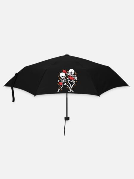 Boxende Skelette im Knochen-Takt - Regenschirm (klein) - Schwarz