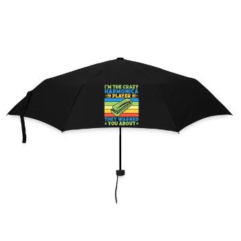 Joueur d’harmonica drôle, joueur fou qu’ils ont prévenu - Parapluie standard - noir - Devant